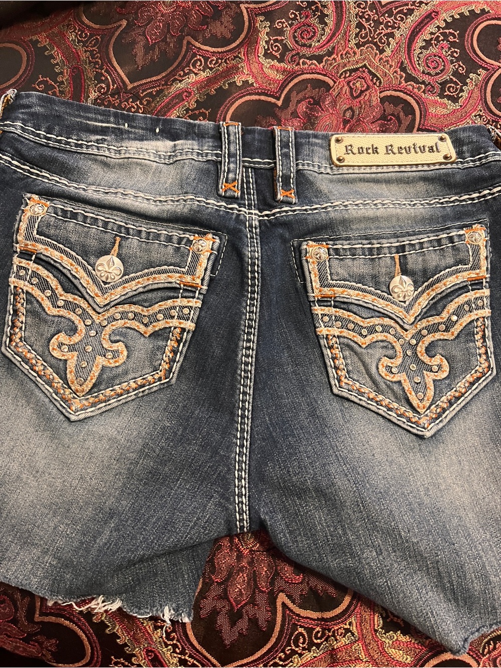 Rock Revival Faded Blue Distressed Denim Cutoff Shorts - Picture 3 of 4